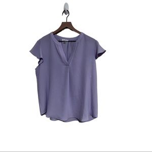 Calvin Klein Lavender Purple V-Neck Flutter Sleeve Blouse